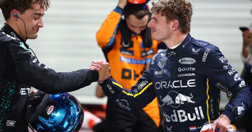 Russell turns his attention to Verstappen after the surprise pole