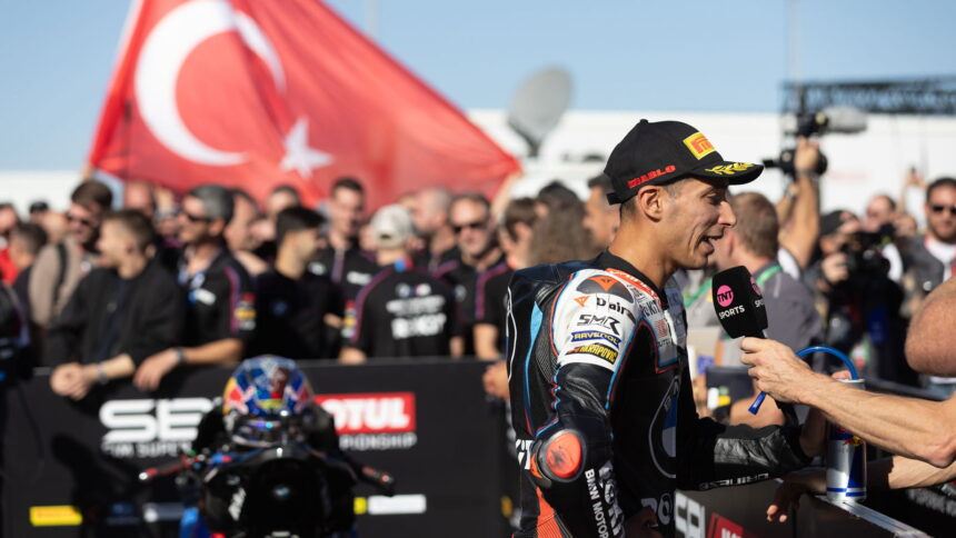 Toprak Razgatlioglu reacts to winning the 2025 World SBK title