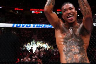 Malcolm Wellmaker celebrates after a knockout win at UFC Atlanta