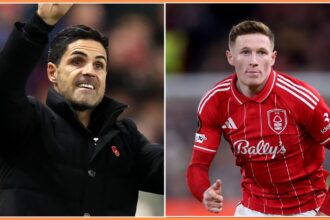 Mikel Arteta and Elliot Anderson