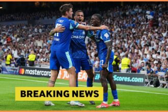 Mason Greenwood celebrates with his Marseille teammates