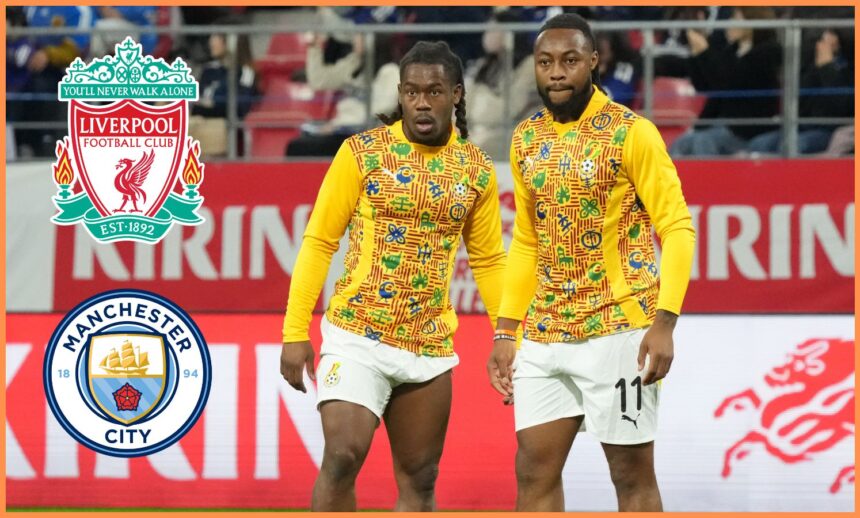 Antoine Semenyo warming up for the Ghana national team