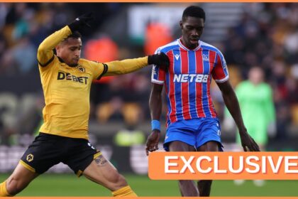 Joao Gomes in action for Wolves against Crystal Palace