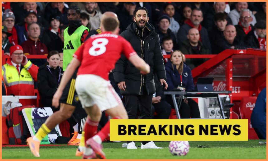 Ruben Amorim shouts instructions during Man United