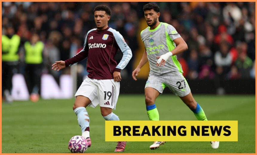 Jadon Sancho in action for Aston Villa