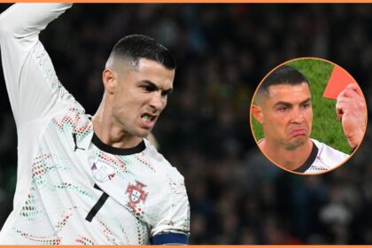 Cristiano Ronaldo reacts during Portugal