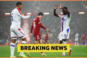 Marc Guehi celebrates Crystal Palace