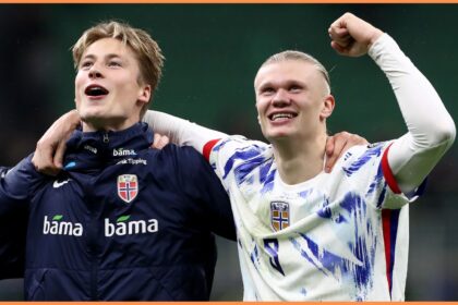 Erling Haaland celebrates Norway