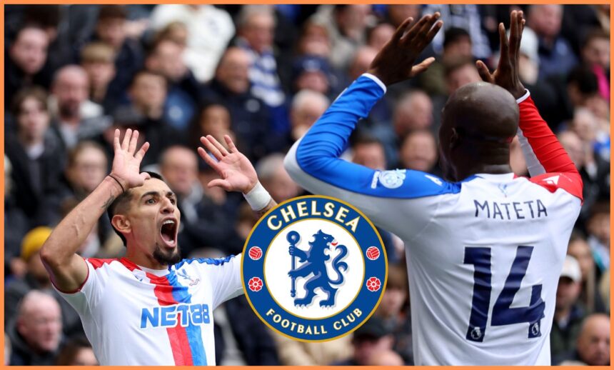 Daniel Munoz celebrates with Jean-Philippe Mateta