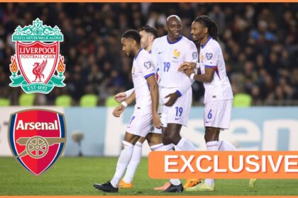 Jean-Philippe Mateta with his France teammates