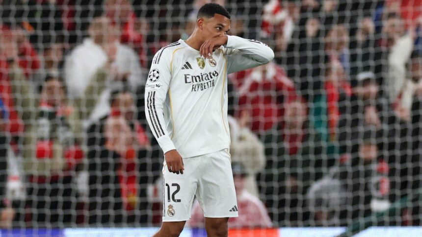 Crowd footage shows Trent's reaction to being booed by Liverpool fans