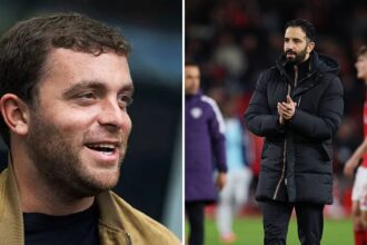 Split image of Fabrizio Romano and Ruben Amorim