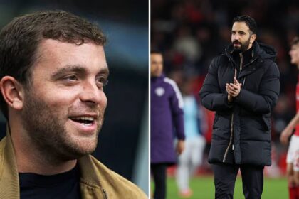 Split image of Fabrizio Romano and Ruben Amorim