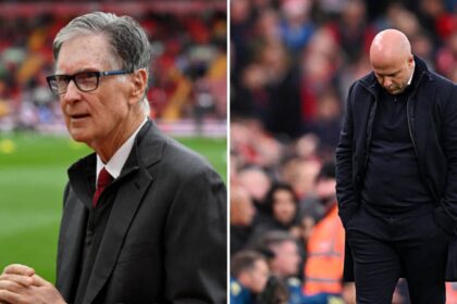 Split image of Liverpool owner John Henry and Arne Slot