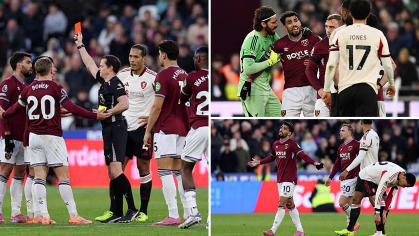 A collage from the incident involving West Ham