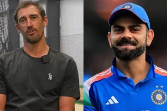 Mitchell Starc and Virat Kohli