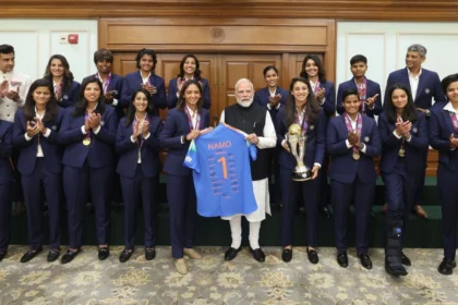 PM Narendra Modi hosts Women’s World Cup champions at his residence; team gifts him signed ‘NaMo’ jersey