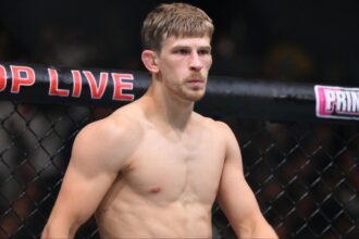 Arnold Allen enters the Octagon for his fight at UFC 304