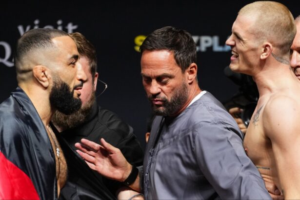 Belal Muhammad and Ian Machado Garry face off at the UFC Qatar ceremonial weigh-in