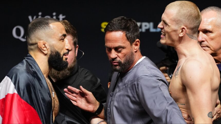 Belal Muhammad and Ian Machado Garry face off at the UFC Qatar ceremonial weigh-in