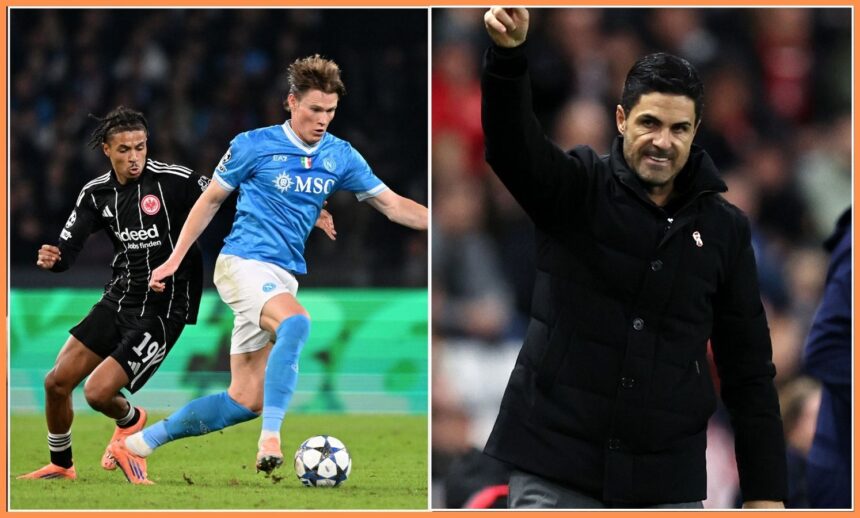 Jean-Matteo Bahoya and Mikel Arteta