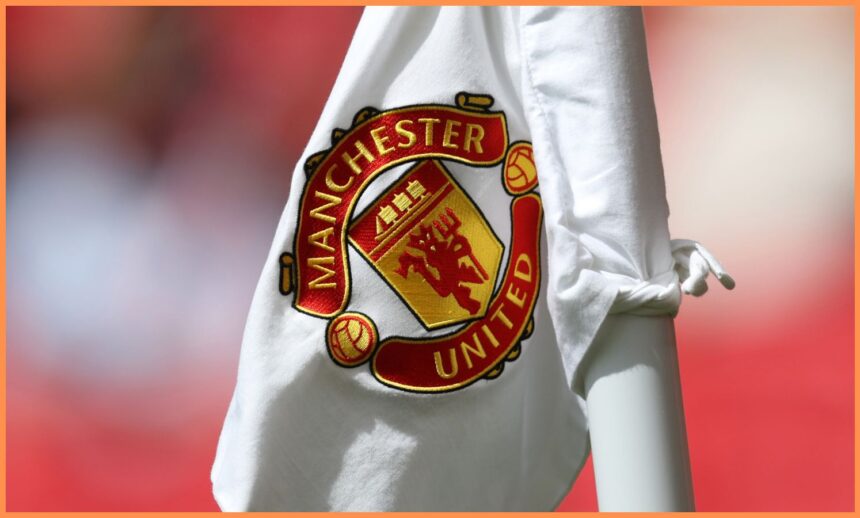 Manchester United logo on corner flag