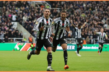 Fabian Schar celebrates a goal for Newcastle