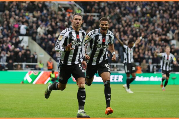 Fabian Schar celebrates a goal for Newcastle