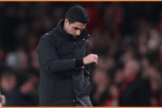 Arsenal manager Mikel Arteta reacts during the game vs Wolves