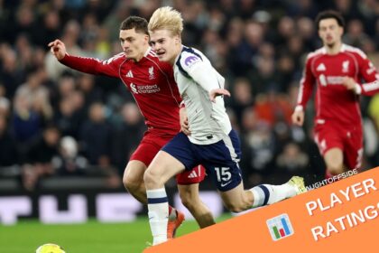 Florian Wirtz in action for Liverpool against Tottenham