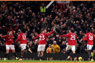 Man United players celebrating