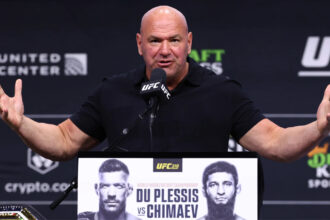 Dana White speaks during UFC press conference
