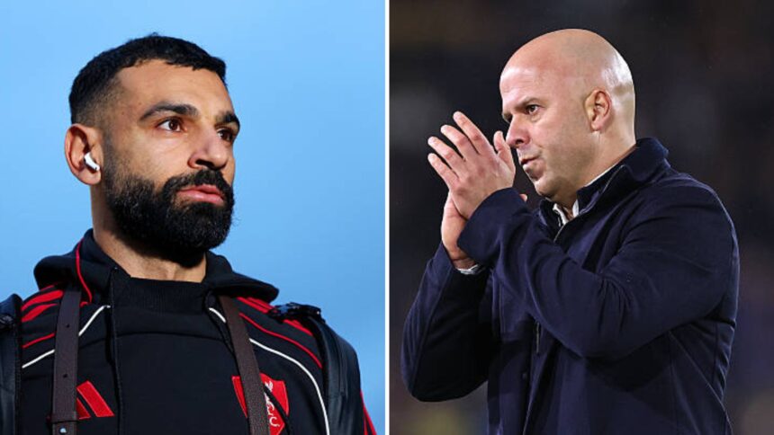 Split image of Mo Salah and Arne Slot