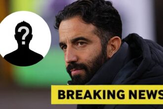 Ruben Amorim witth overlay of Breaking News and mystery player