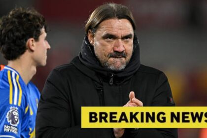 Image of Daniel Farke with breaking news overlaying