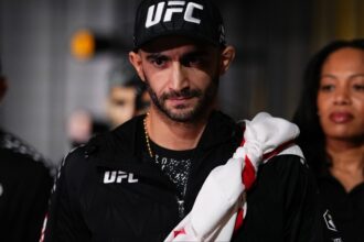 Giga Chikadze walks to the Octagon for his fight at UFC Vegas 112