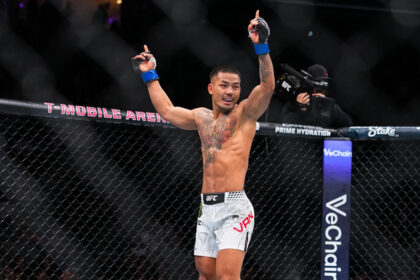 Joshua Van celebrates UFC 323 win