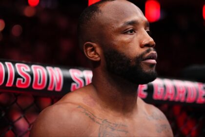 Leon Edwards enters the Octagon for his fight at UFC 322