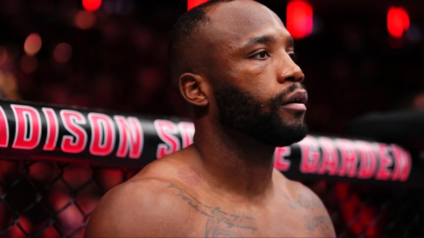Leon Edwards enters the Octagon for his fight at UFC 322