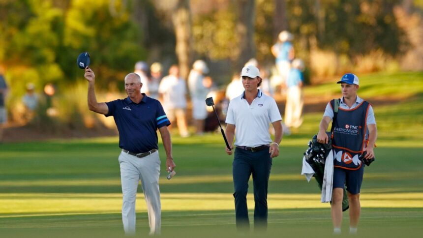 Matt Kuchar, son leads John Daly team by two strokes at PNC