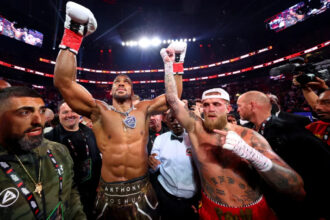 Anthony Joshua and Jake Paul post-fight