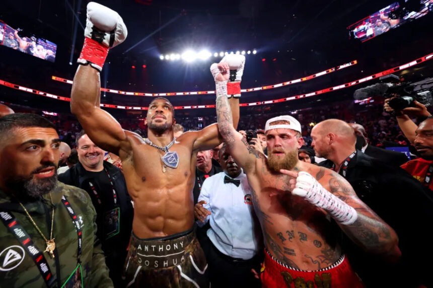 Anthony Joshua and Jake Paul post-fight