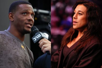 Jamahal Hill opposite Joanna Jedrzejczyk