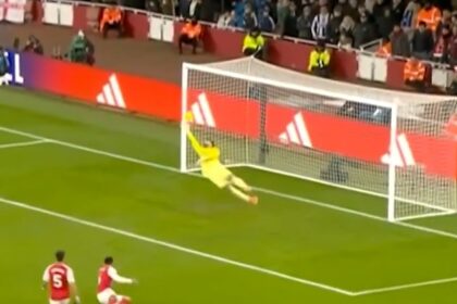 Arsenal goalkeeper David Raya makes a great save to deny Brighton winger Yankuba Minte (video)