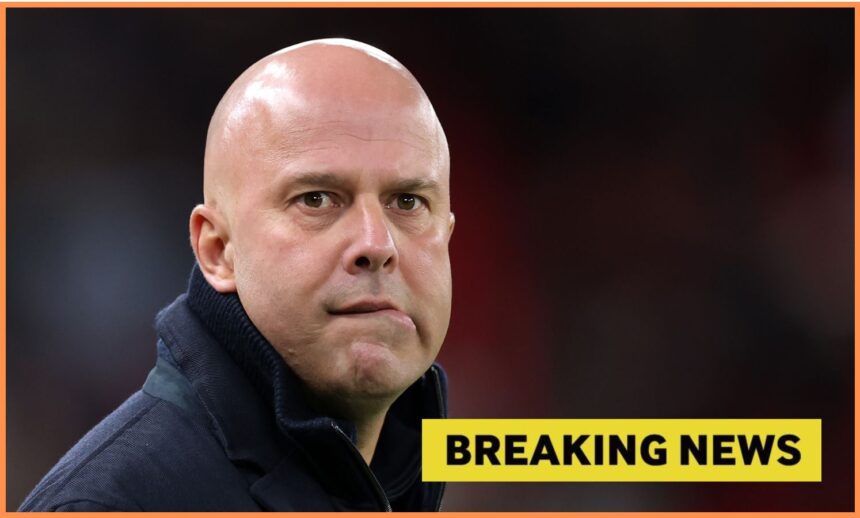 Arne Slot looks on during Liverpool vs Leeds