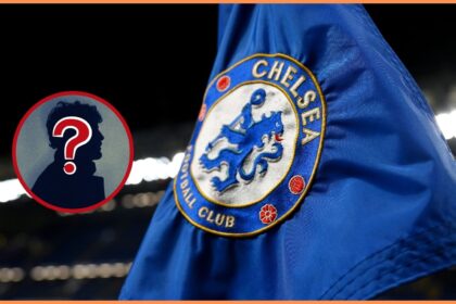 Close-up of Chelsea FC logo on corner flag at Stamford Bridge