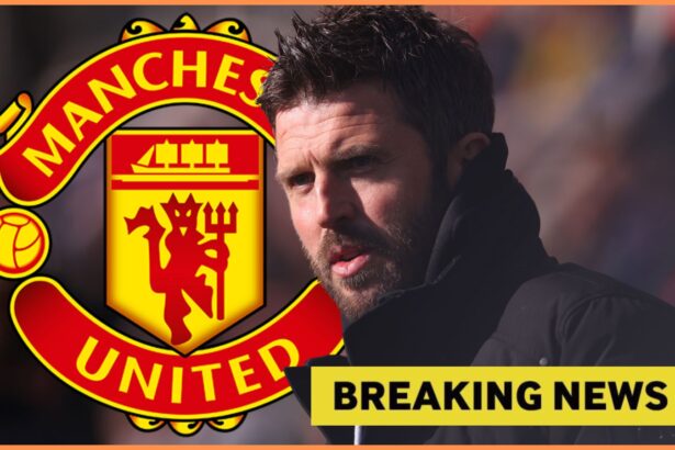 Michael Carrick, Manchester United logo, and