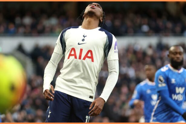 Mathys Tel reacts during Tottenham