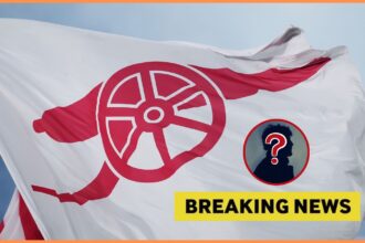 Arsenal logo on flag, plus