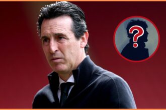 Aston Villa manager Unai Emery looks on